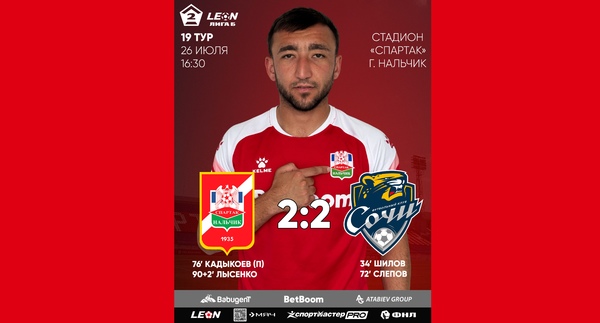 19 тур LEON - Вторая лига Б 2025 «Спартак-Нальчик» 2:2 «Сочи-2»